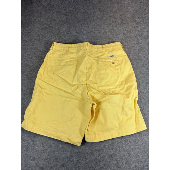 VTG 90s Polo Ralph Lauren Tyler Chino Shorts Mens 34 Yellow Pleated Golf Retro - Picture 2 of 8